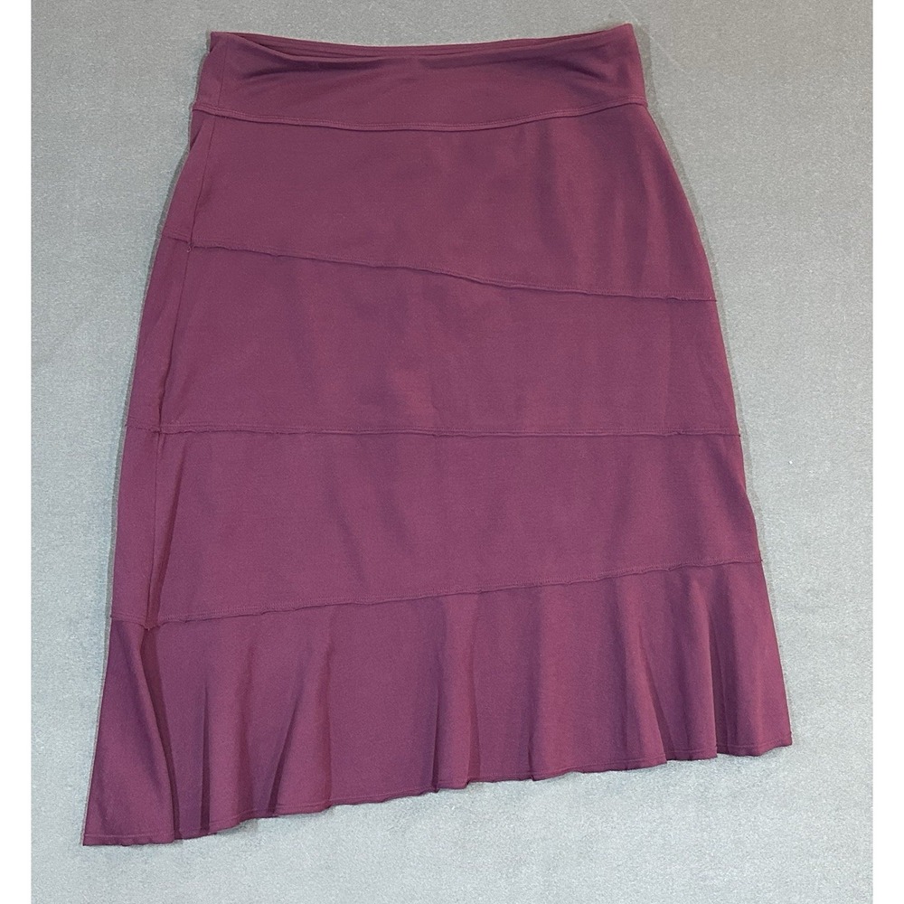 Athleta‎ Skirt Ruffle Midi Skirt Stretch Pull-On Elastic Waist Comfort Size M